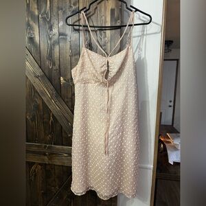 Miss Me Beige Polka Dot Dress